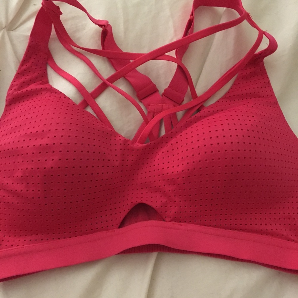 Red sports bra.